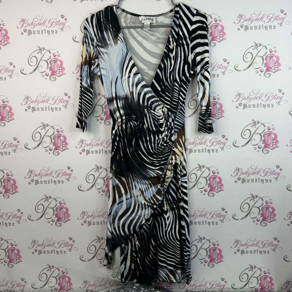 Joseph Ribkoff dress zebra animal print blue Black and White Patterned Dress